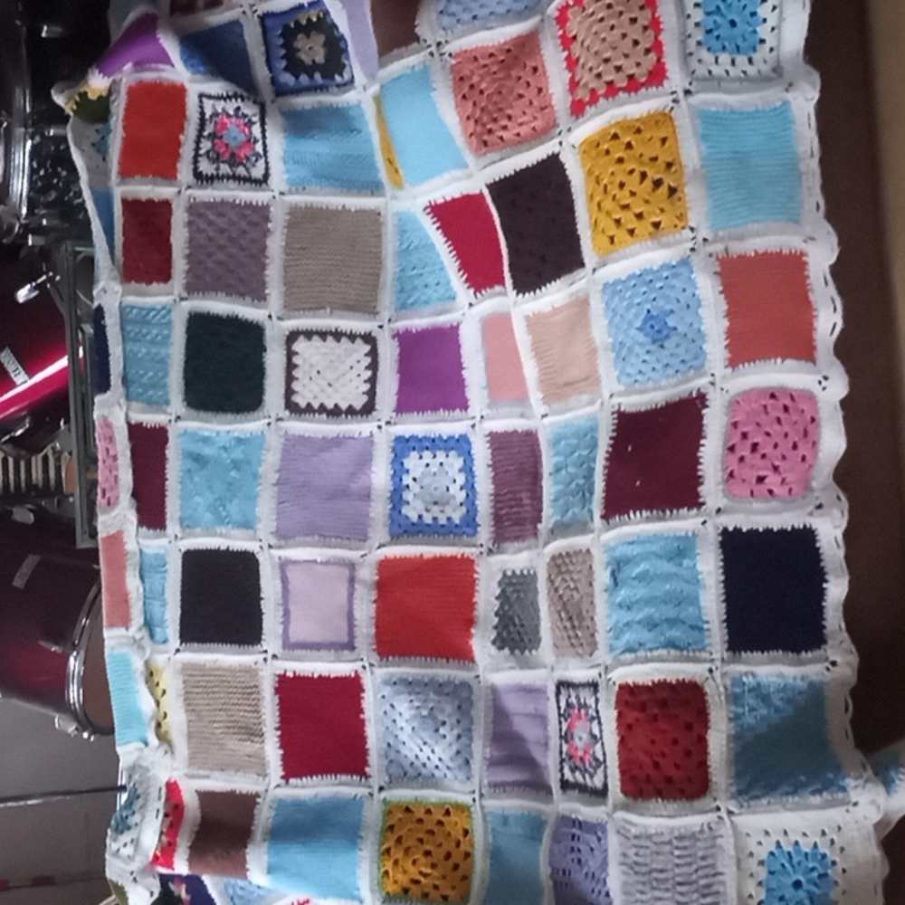 Colorful Granny Squared Crochet Blanket
